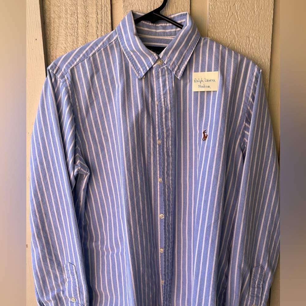 Ralph Lauren Light Blue and White Striped Shirt